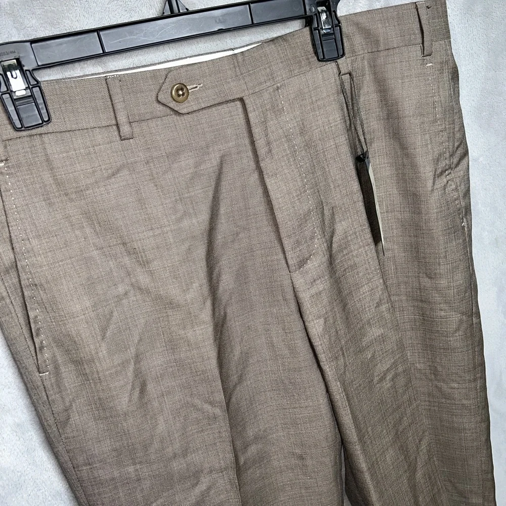 Zanella NWT Dress Pants Size 35 US Devon In brown  / Tan 100% Wool